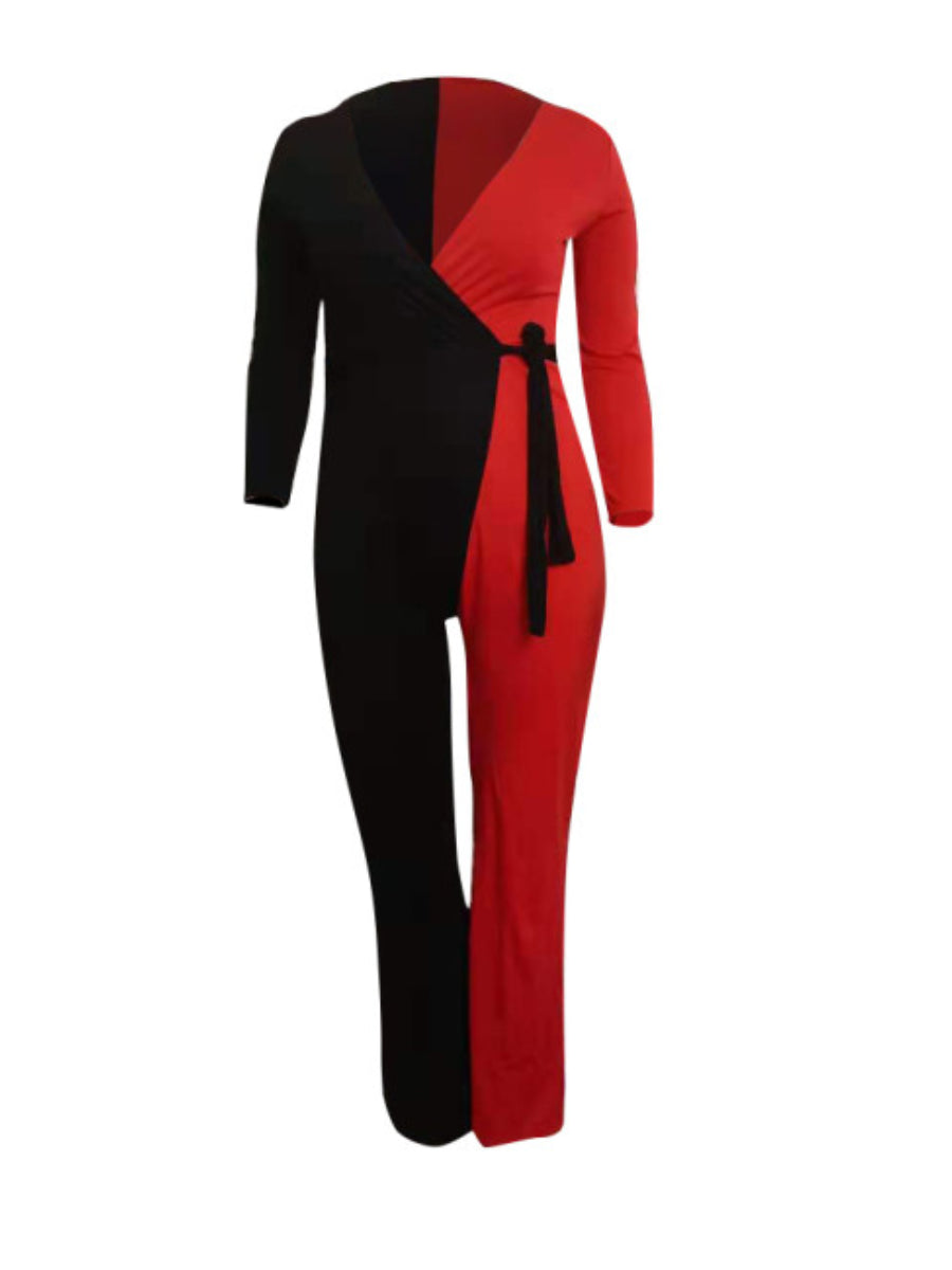 Plus Size Bandage Design Patchwork Jumpsuit BO2160