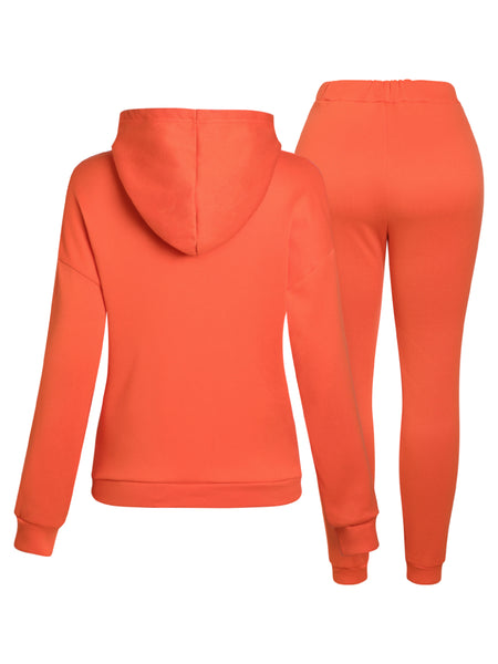 Hooded Collar Kangaroo Pocket Tracksuit Set AR50106