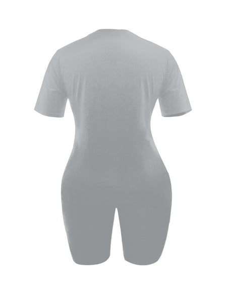 Plus Size Lip Letter Print Shorts Set AR5060