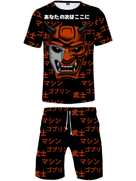 Men Cartoon Letter Print Shorts Set AR70136