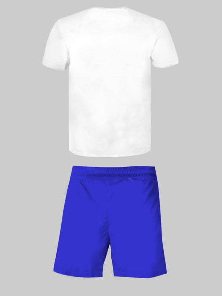Men Pullovers Letter Print Shorts Set AR70130