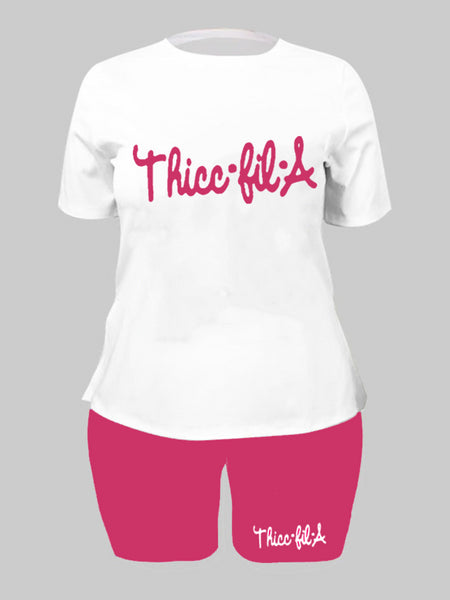 Round Neck Letter Print Shorts Set AR70133