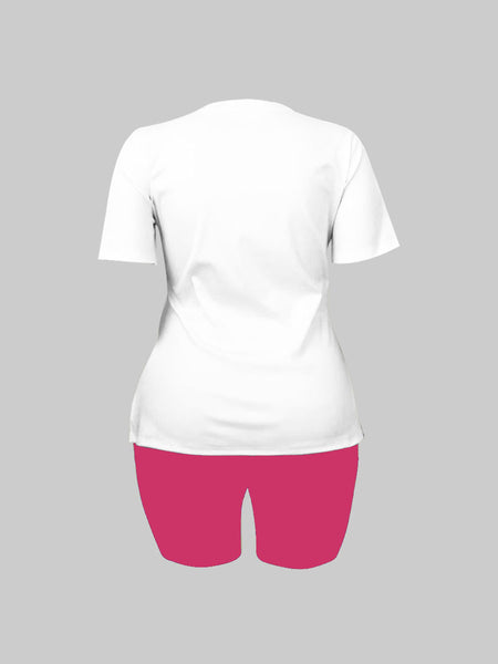 Round Neck Letter Print Shorts Set AR70133