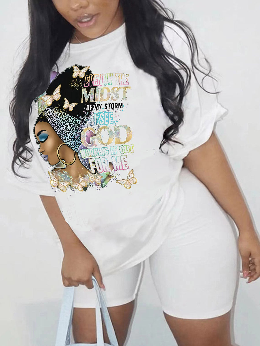 Figure Print Patchwork T-shirt BO5073 Furdela