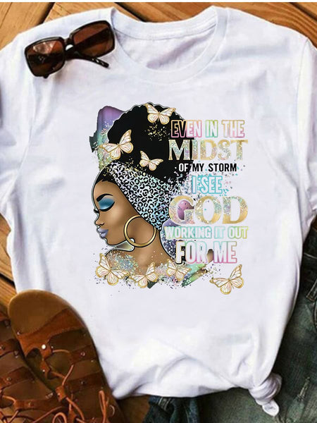 Figure Print Patchwork T-shirt BO5073 Furdela