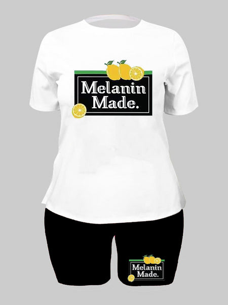 Round Neck Letter Print Shorts Set AR70133