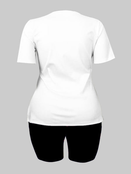 Round Neck Letter Print Shorts Set AR70133