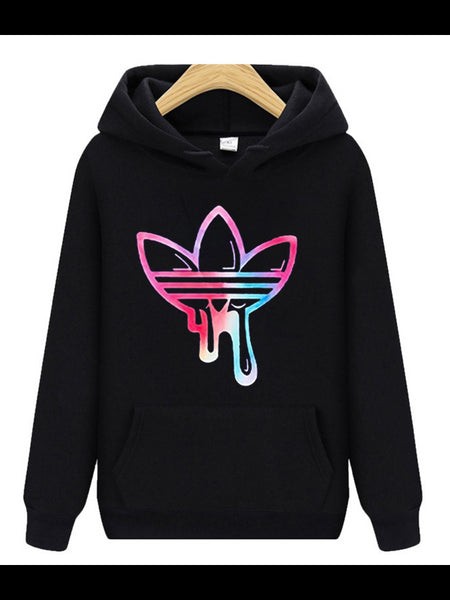 Plus Size Kangaroo Pocket Print Hoodie AR3085