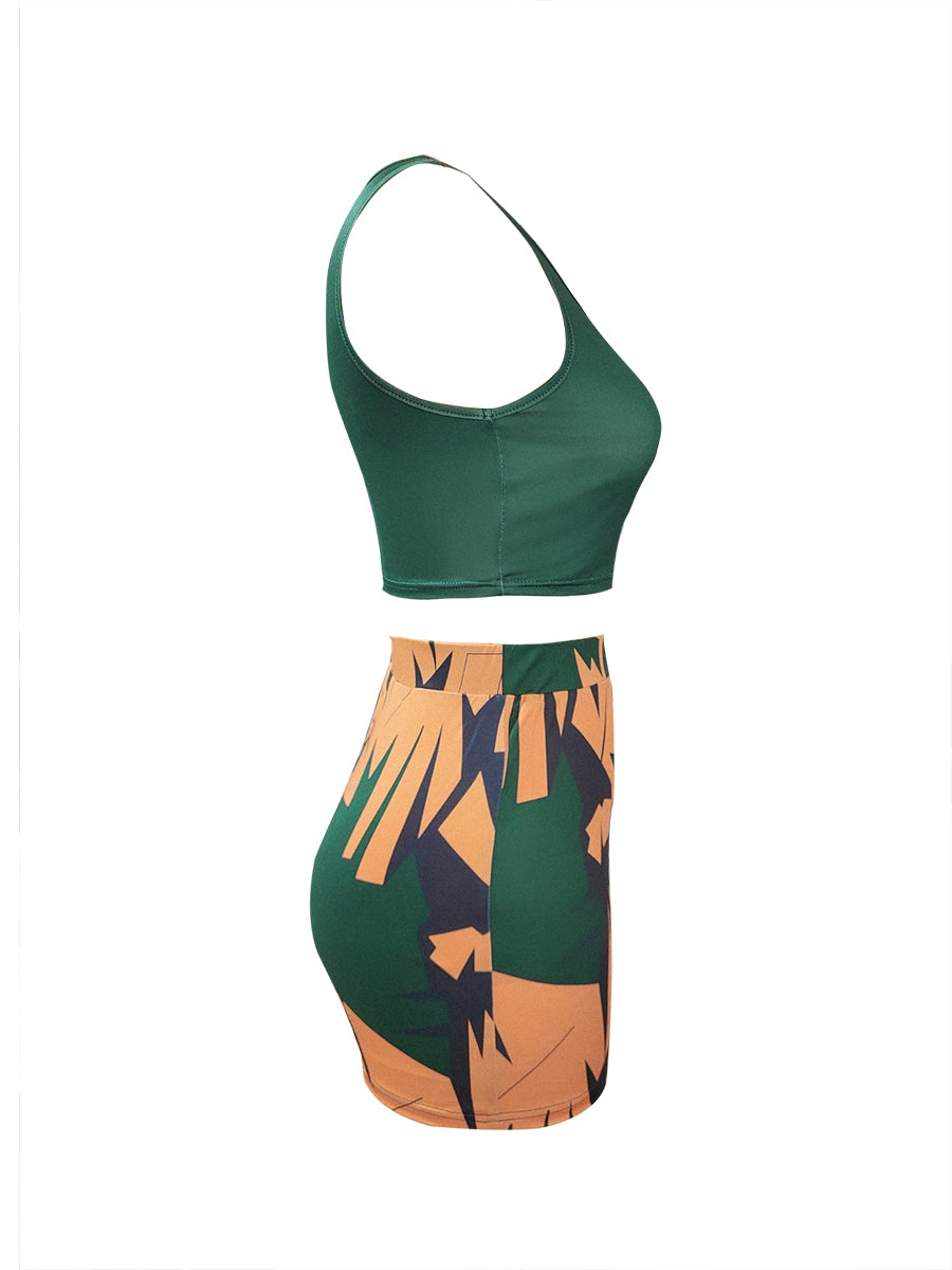 Plus Size Cami Mixed Print Shorts Set AR5066