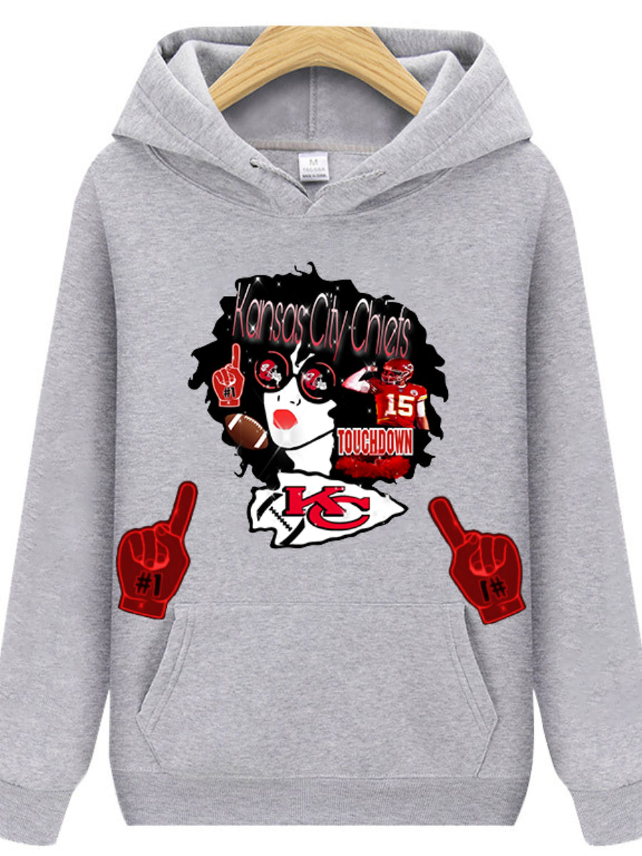 Plus Size Figure Letter Print Kangaroo Pocket Hoodie AR5041