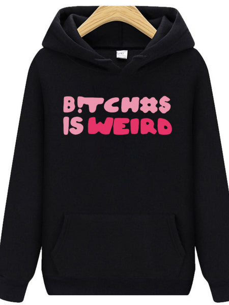 Plus Size Letter Print Kangaroo Pocket Hoodie AR7099