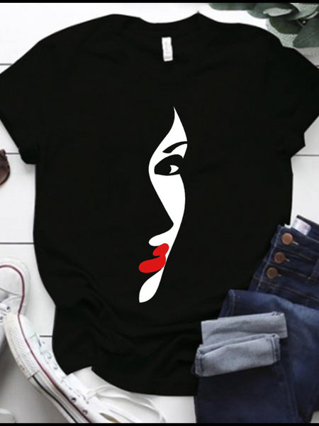 Figure Print Patchwork T-shirt BO5073 Furdela