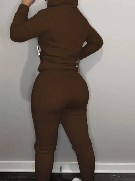 Hooded Collar Broken Heart Print Tracksuit Set AT9050