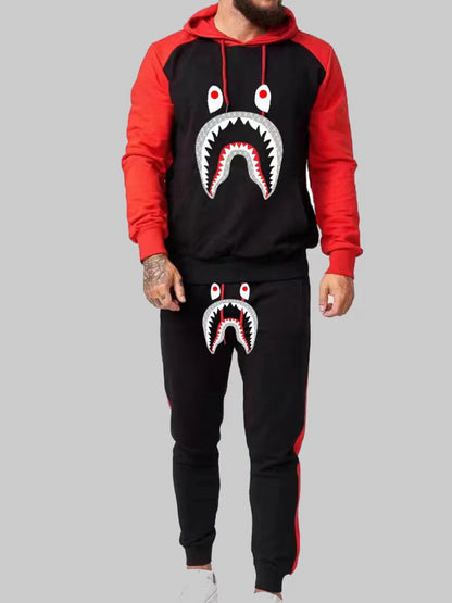 Men Cartoon Print Kangaroo Pocket Tracksuit Set AR7085