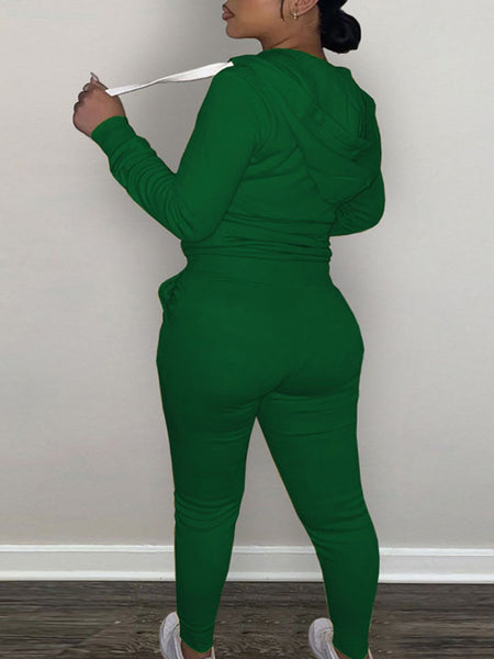 Plus Size Broken Heart Print Kangaroo Pocket Tracksuit Set AR7049