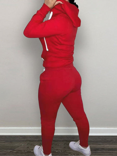 Plus Size Broken Heart Print Kangaroo Pocket Tracksuit Set AR7049