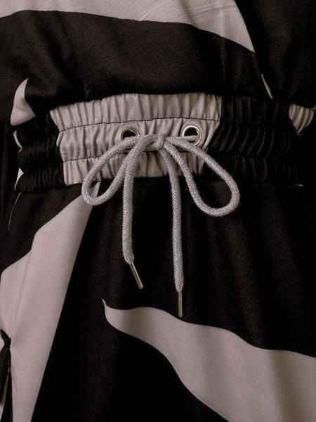 Plus Size Chain Print Drawstring Bodycon Dress AT8021