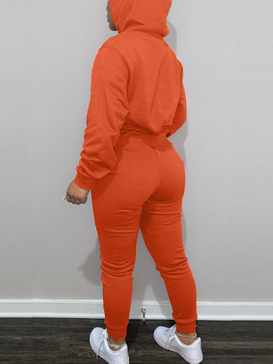 Hooded Collar Kangaroo Pocket Tracksuit Set AR50106