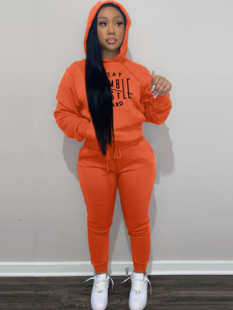 Hooded Collar Kangaroo Pocket Tracksuit Set AR50106