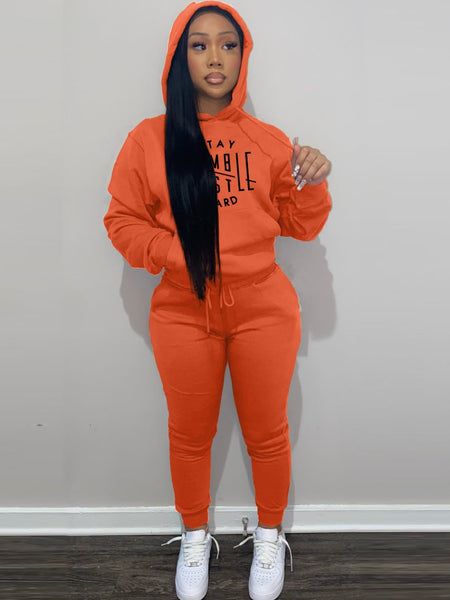 Hooded Collar Kangaroo Pocket Tracksuit Set AR50106