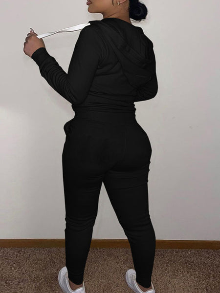 Plus Size Broken Heart Print Kangaroo Pocket Tracksuit Set AR7049