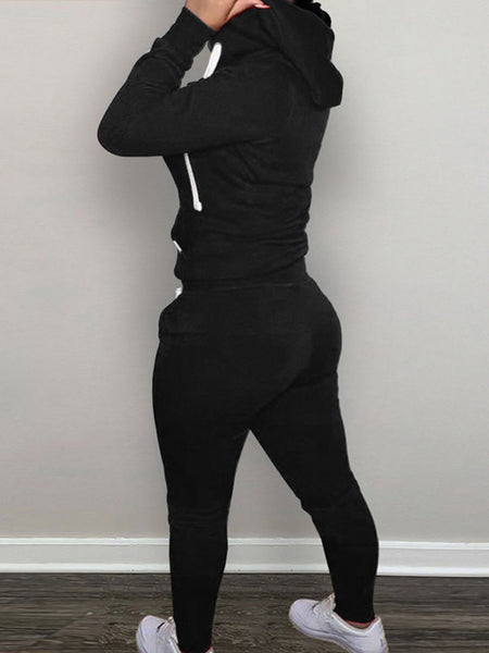 Plus Size Broken Heart Print Kangaroo Pocket Tracksuit Set AR7049