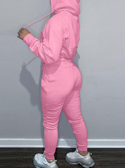 Essentials Letter Print Kangaroo Pocket Oversized Tracksuit Set AR5073