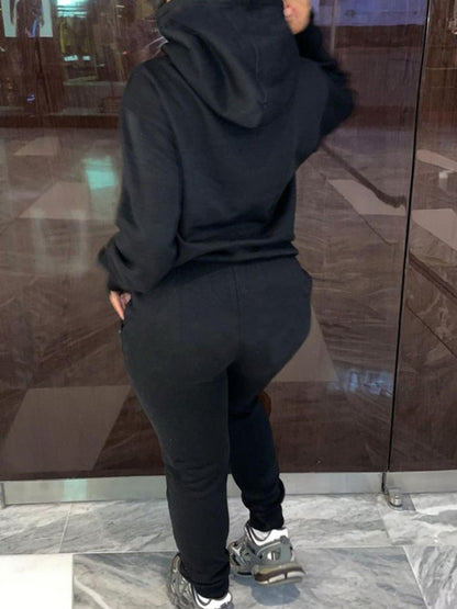 Essentials Letter Print Kangaroo Pocket Oversized Tracksuit Set AR5073