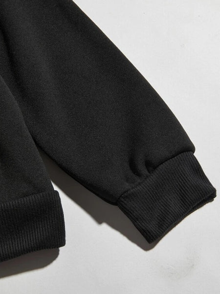 Men Rose Flower Letter Print Kangaroo Pocket Tracksuit Set AR50102