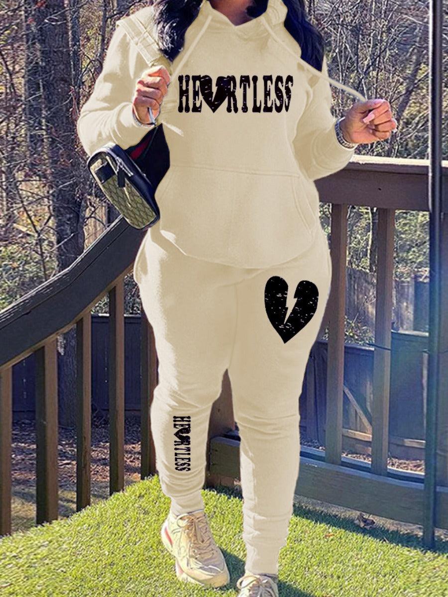 Broken Heart Letter Print Tracksuit Set AR5047