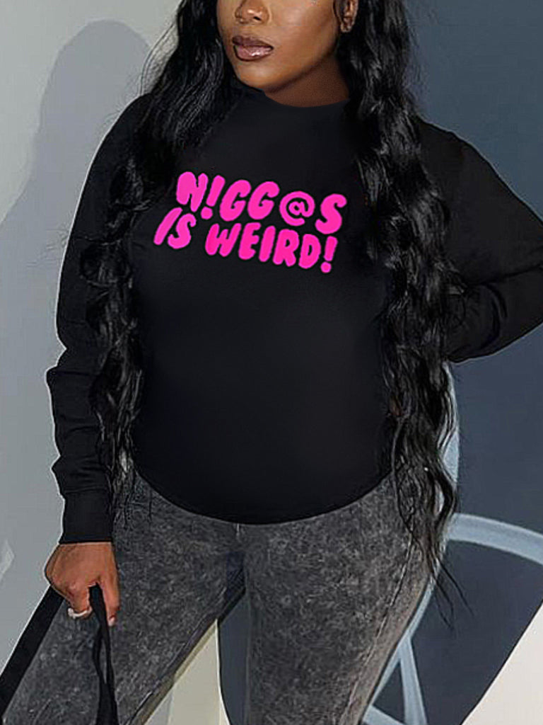 Plus Size Dropped Shoulder Letter Print Sweatshirt AR3078