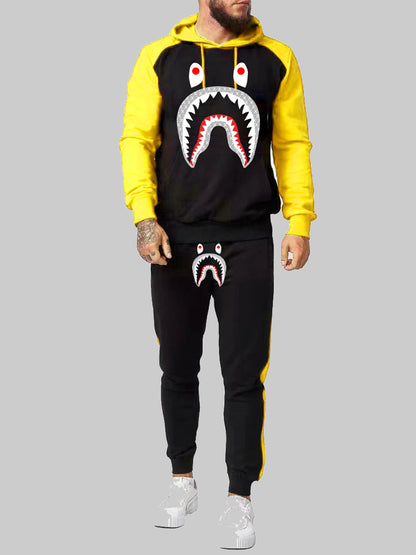 Men Cartoon Print Kangaroo Pocket Tracksuit Set AR7085