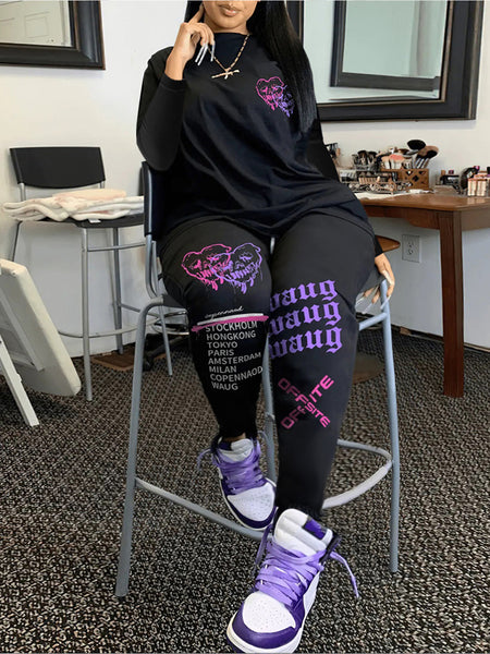 Plus Size Letter Print Zipper Design Skinny Jumpsuit AR5072