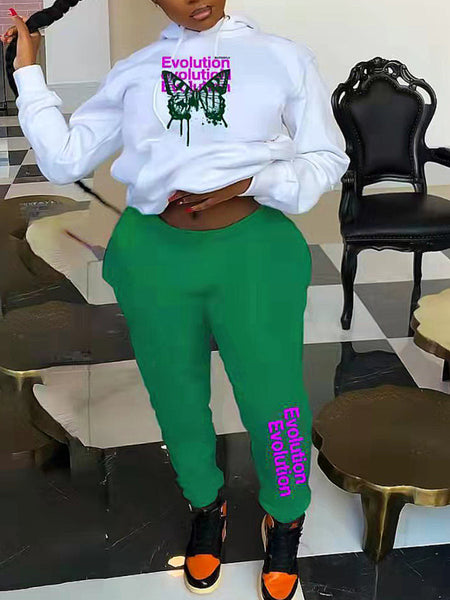 Plus Size Stay Humble Letter Print Kangaroo Pocket Tracksuit Set BO5055 Furdela