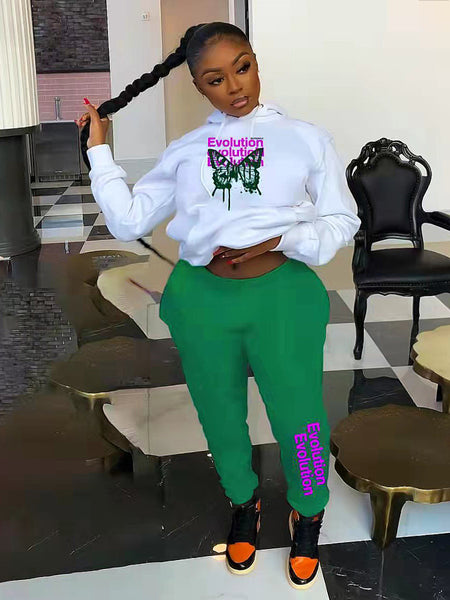 Plus Size Stay Humble Letter Print Kangaroo Pocket Tracksuit Set BO5055 Furdela