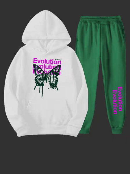 Plus Size Stay Humble Letter Print Kangaroo Pocket Tracksuit Set BO5055 Furdela