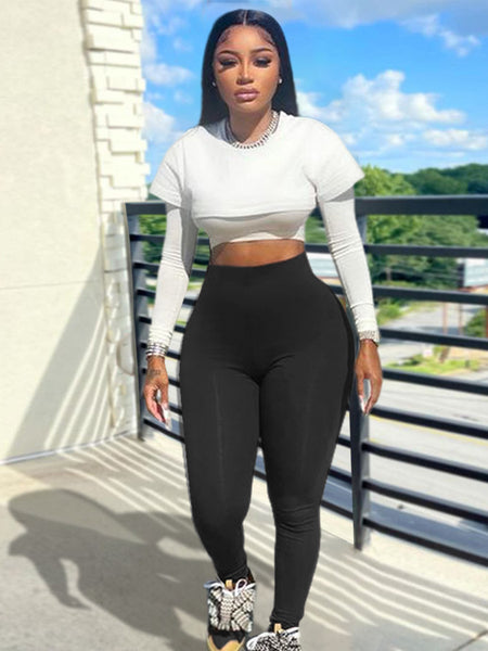 BASICS Plus Size High Waist Skinny Stretchy Leggings AR5066