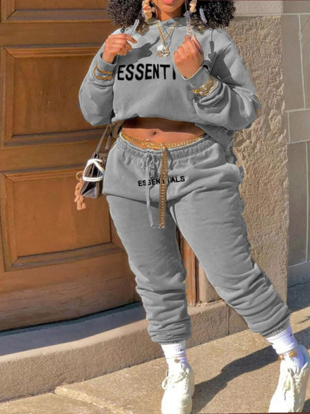 Plus Size Essentials Letter Print Kangaroo Pocket Hoodie BO5052 Furdela