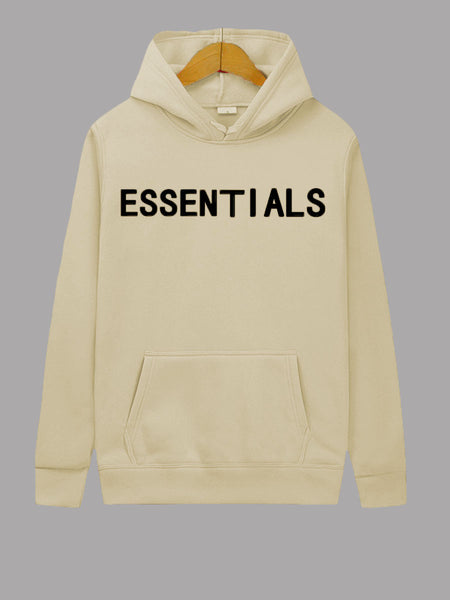 Plus Size Essentials Letter Print Kangaroo Pocket Hoodie BO5052 Furdela