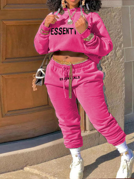 Plus Size Essentials Letter Print Kangaroo Pocket Hoodie BO5052 Furdela