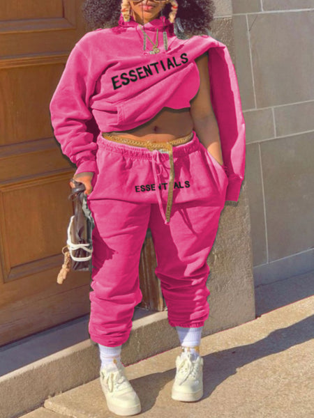 Plus Size Essentials Letter Print Kangaroo Pocket Hoodie BO5052 Furdela