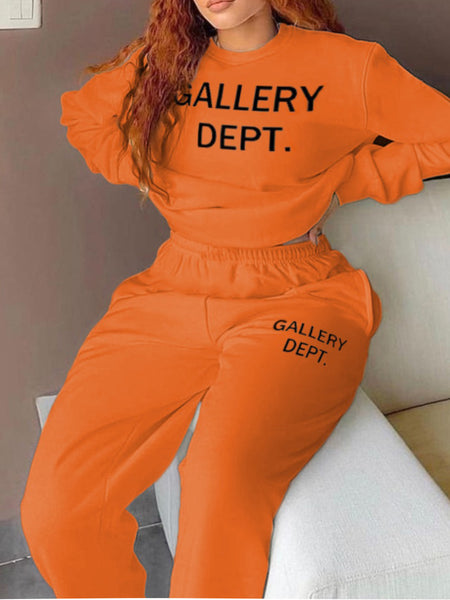 Plus Size Letter Print Pocket Design Pants Set AT9064