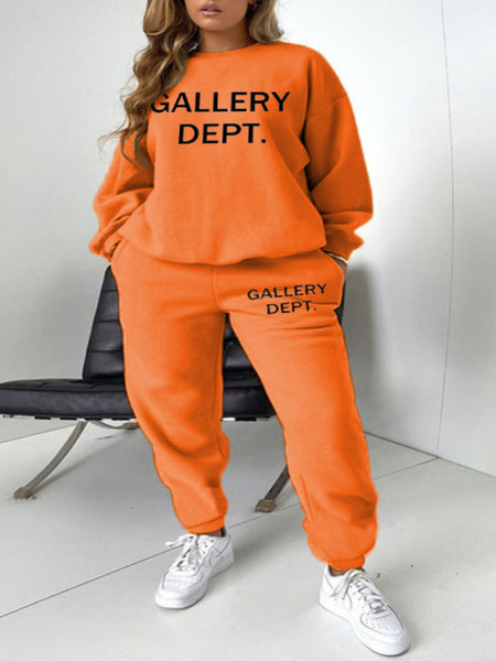 Plus Size Letter Print Pocket Design Pants Set AT9064