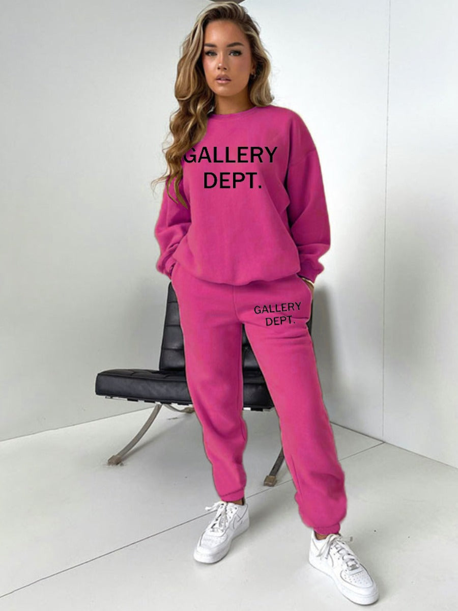 Plus Size Letter Print Pocket Design Pants Set AT9064