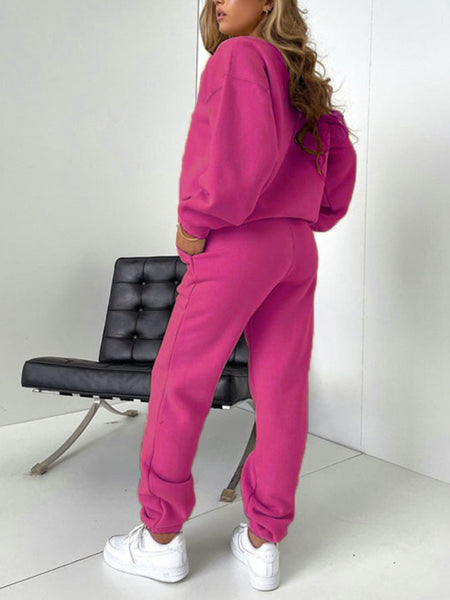 Plus Size Letter Print Pocket Design Pants Set AT9064