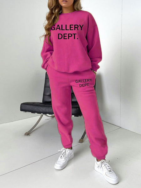 Plus Size Letter Print Pocket Design Pants Set AT9064