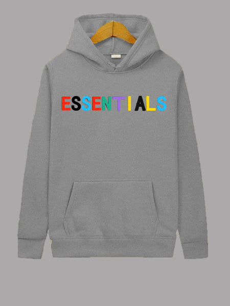 Plus Size Essentials Letter Print Kangaroo Pocket Hoodie BO5052 Furdela