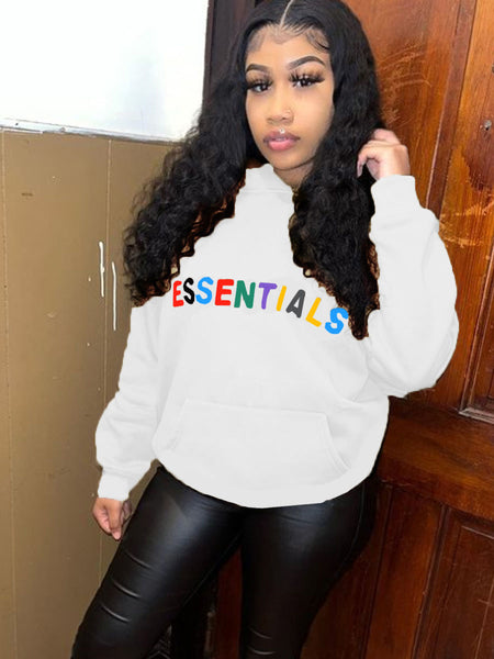 Plus Size Essentials Letter Print Kangaroo Pocket Hoodie BO5052 Furdela