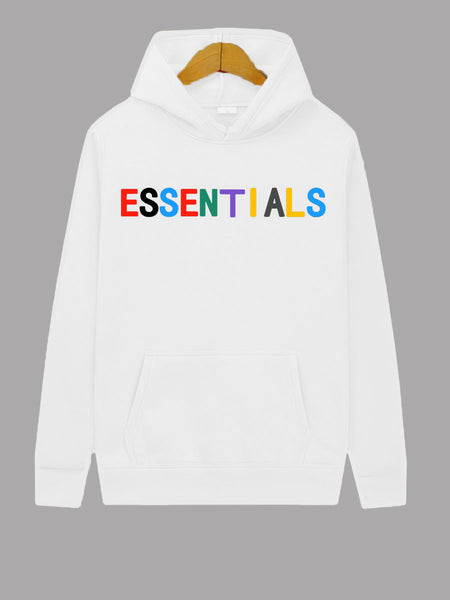 Plus Size Essentials Letter Print Kangaroo Pocket Hoodie BO5052 Furdela