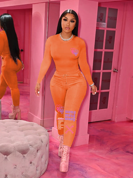 Plus Size Letter Print Zipper Design Skinny Jumpsuit AR5072